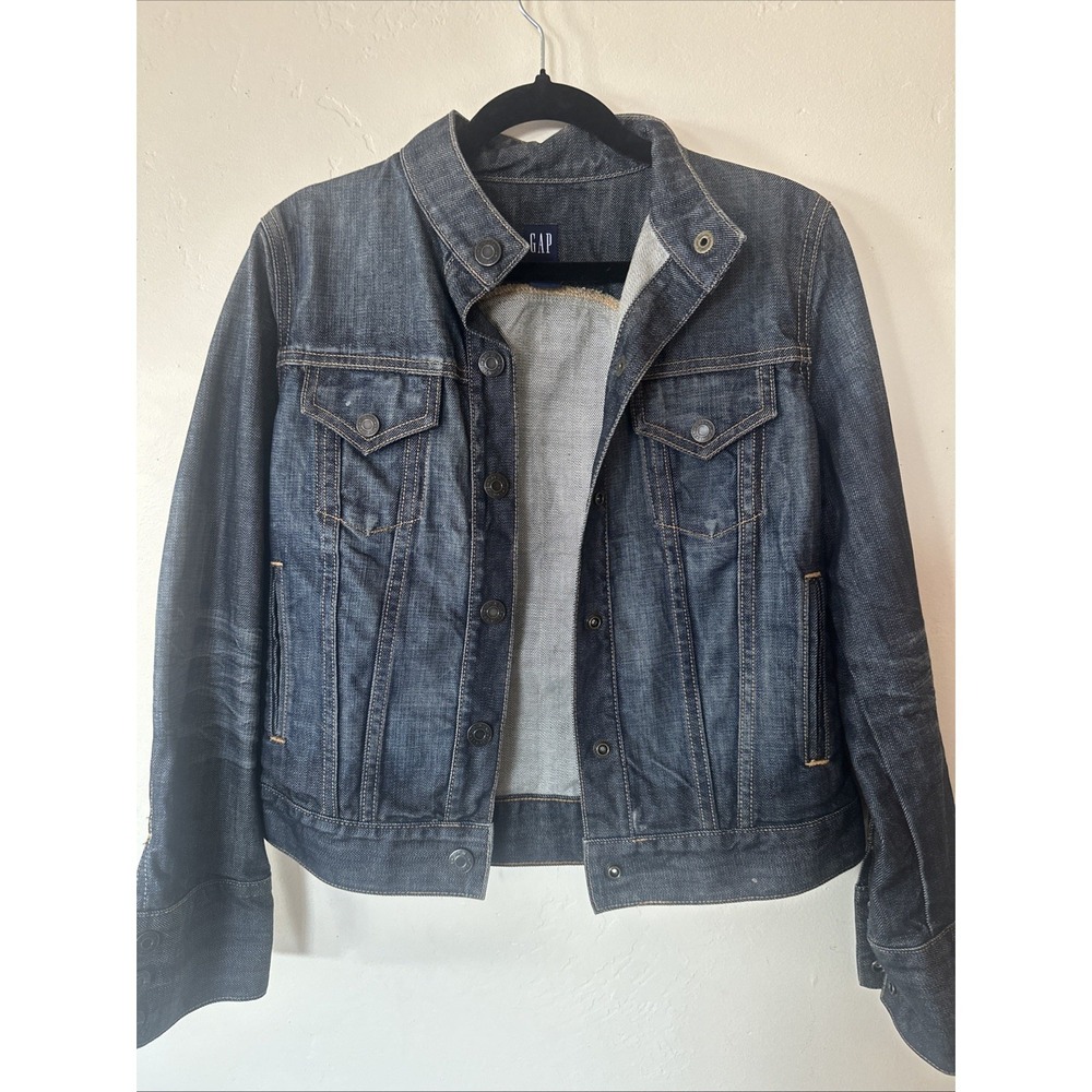 Vintage Y2K Gap Denim Jacket. Giving Moto, Cafe Racer, Biker, Indy, Retro Vibes.